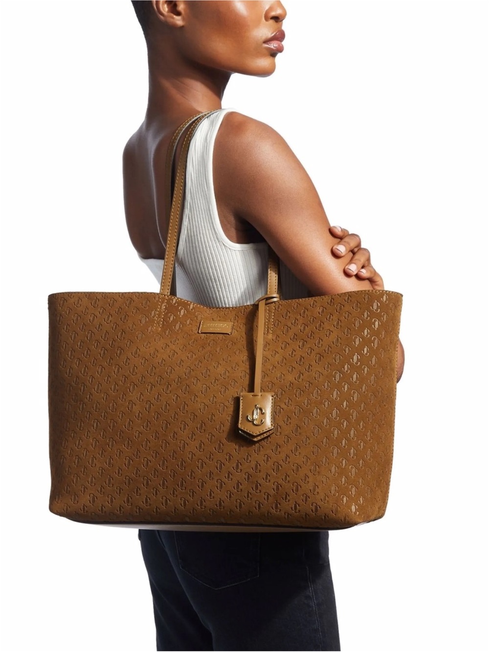 Jimmy Choo Nine2Five East West Monogram Leather Tote NWT